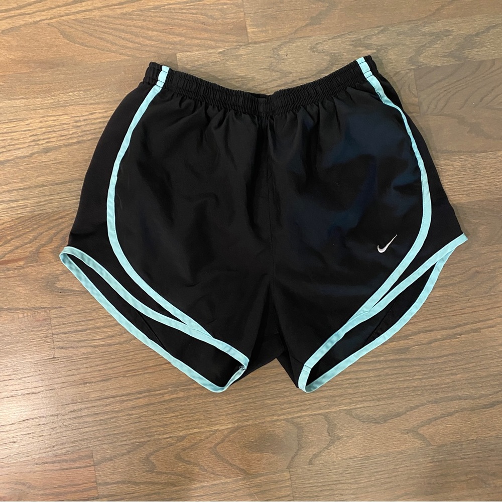 Nike Drifit tempo running shorts black and turquoise